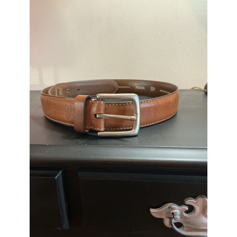 Fossil Brown Genuine Leather Belt - Men's Size 100/40